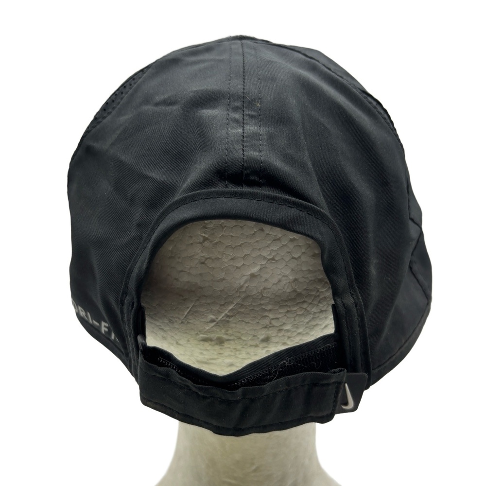 Nike Featherlight Dri-Fit Black Adjustable Hat Running Cap Lightweight Unisex - Picture 4 of 9